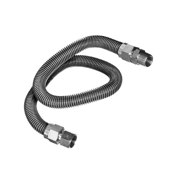 Flextron Gas Line Hose 5/8'' O.D.x72'' Length 1/2" FIPx3/4" MIP Fittings, Stainless Steel Flexible Connector FTGC-SS12-72M - main